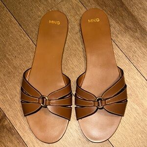 Mango Women's Tan Slide Sandals